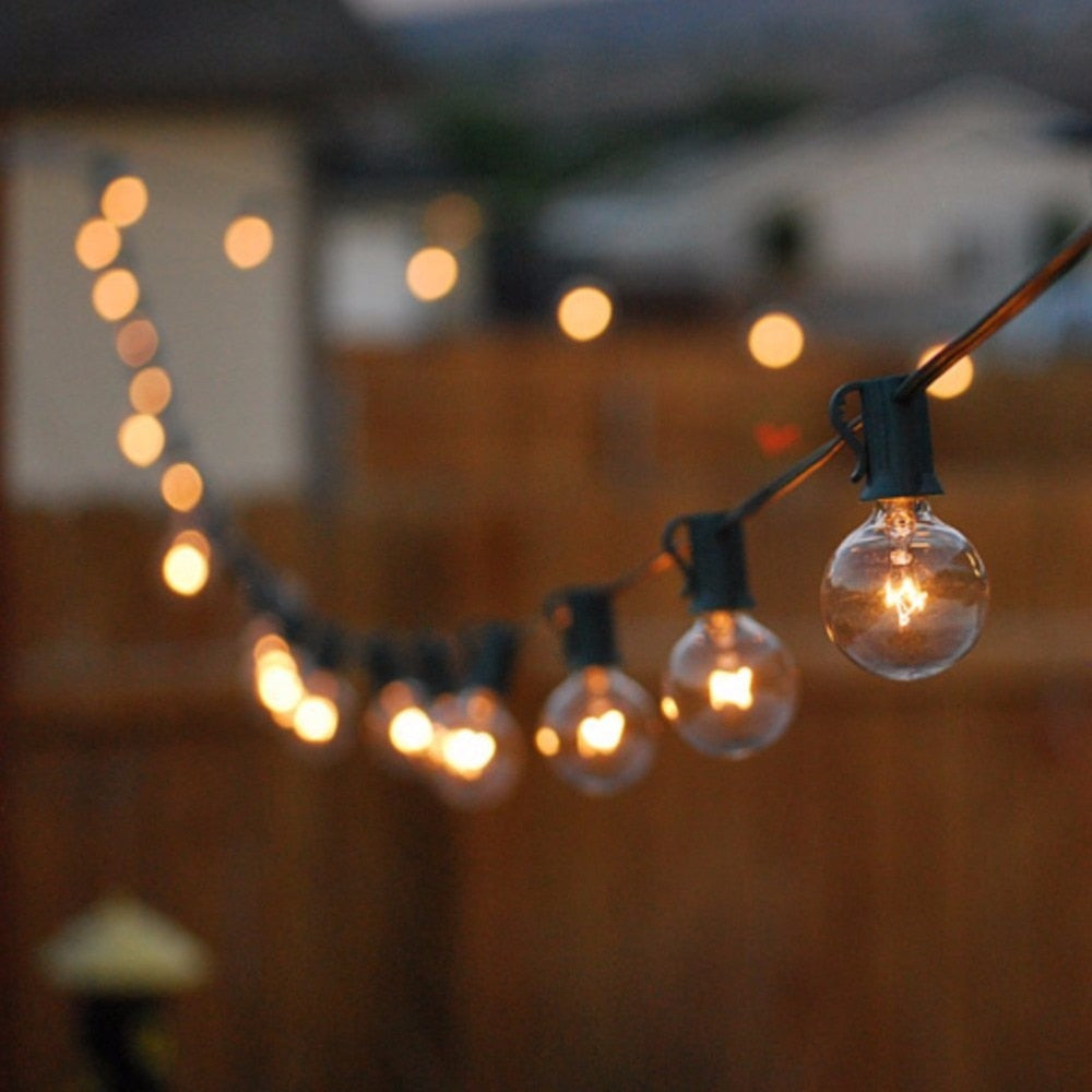 PATIO LIGHTS - 25Ft G40 Globe Bulb String Lights With 25 Clear Ball Vintage Bulbs Indoor/Outdoor Hanging Umbrella Patio String Lighting EU/US